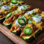 Sticky BBQ Chicken Zucchini Boats Recipe