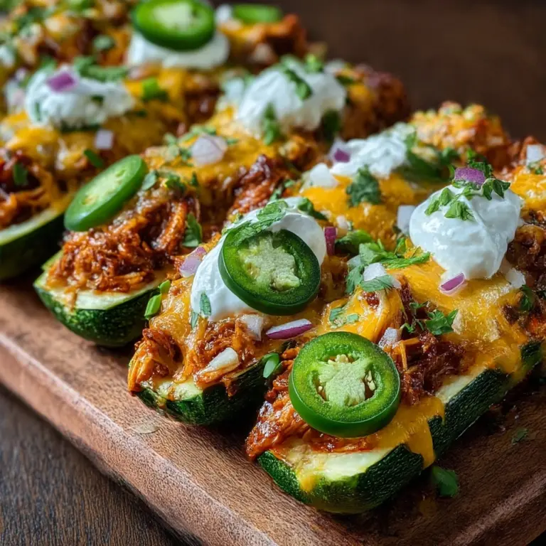 Sticky BBQ Chicken Zucchini Boats Recipe