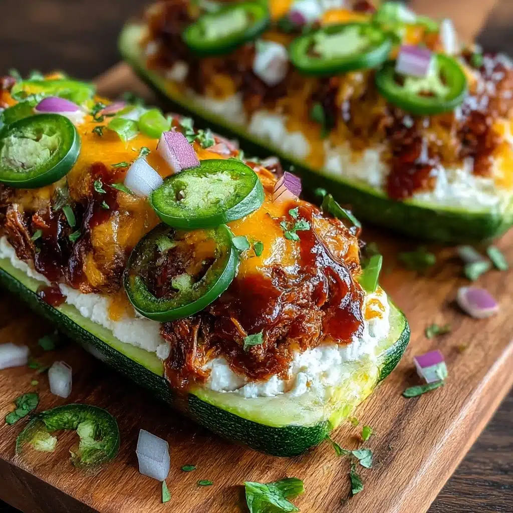 Sticky BBQ Chicken Zucchini Boats Recipe - Recipe Image
