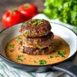 Keto Feta Burgers With Tomato Cream Sauce Recipe