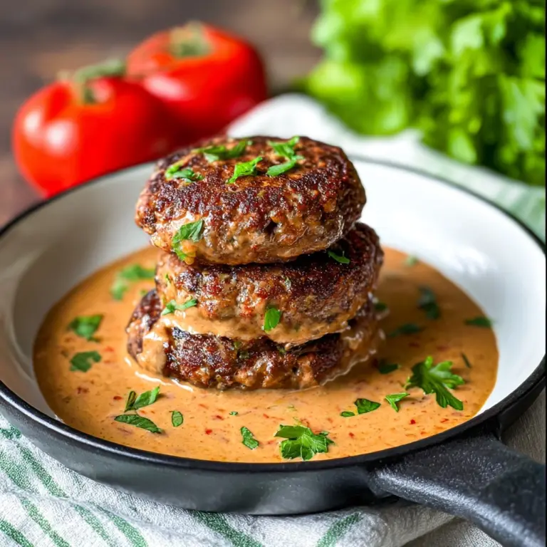 Keto Feta Burgers With Tomato Cream Sauce Recipe