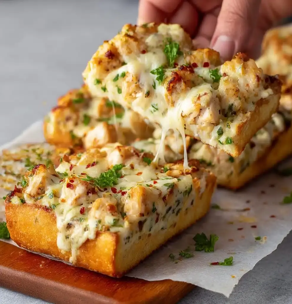 The Viral Chicken Alfredo Garlic Bread I'm Obsessed With Recipe