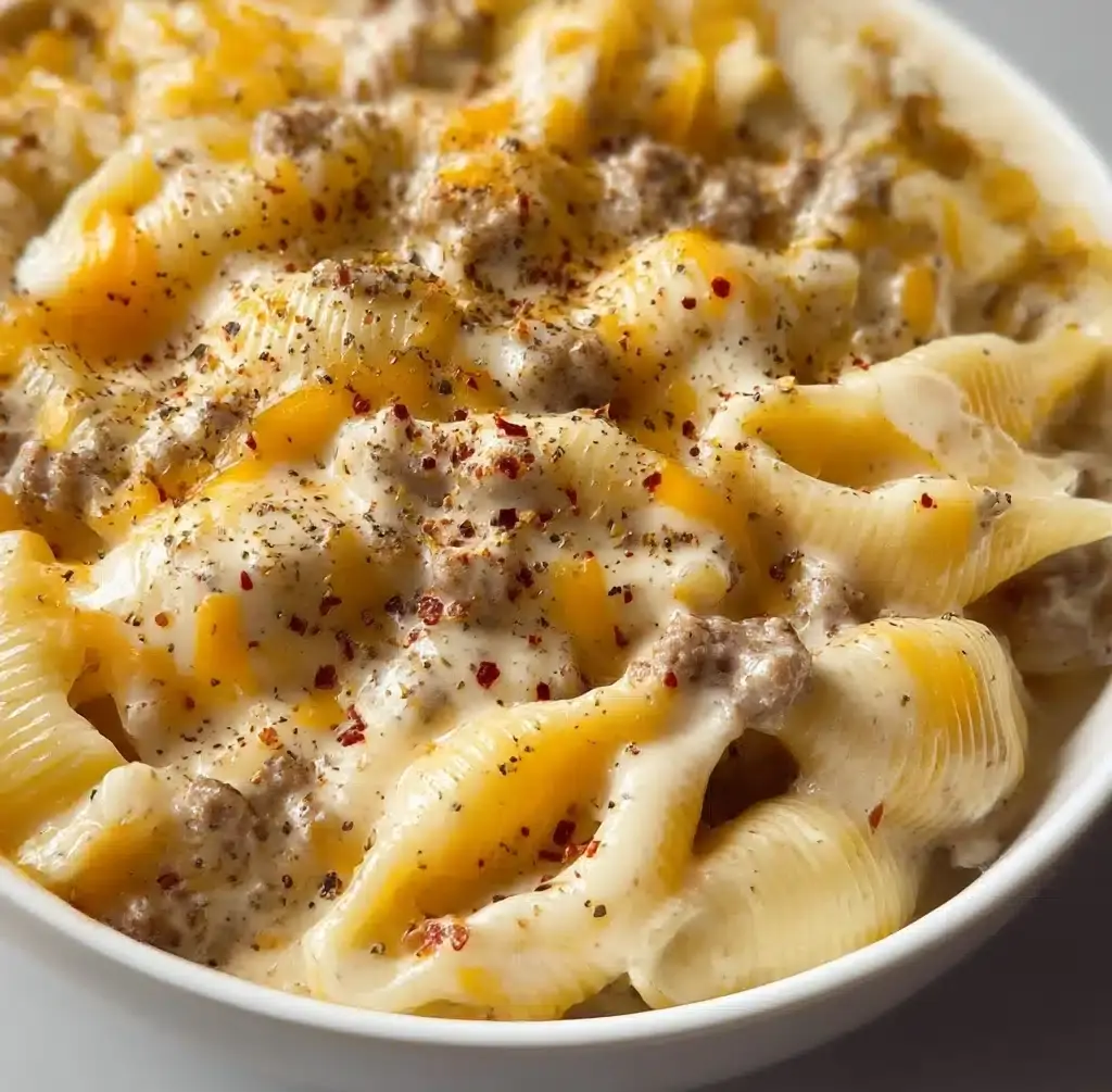Slow Cooker Cheesy Ranch Beef Pasta Shells Recipe