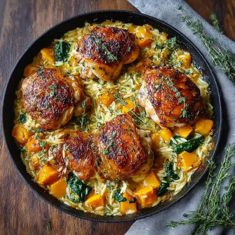 Creamy Chicken Orzo with Butternut Squash and Spinach Recipe