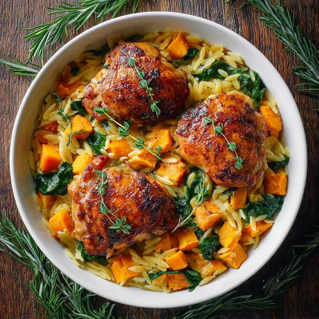 Creamy Chicken Orzo with Butternut Squash and Spinach Recipe - Recipe Image
