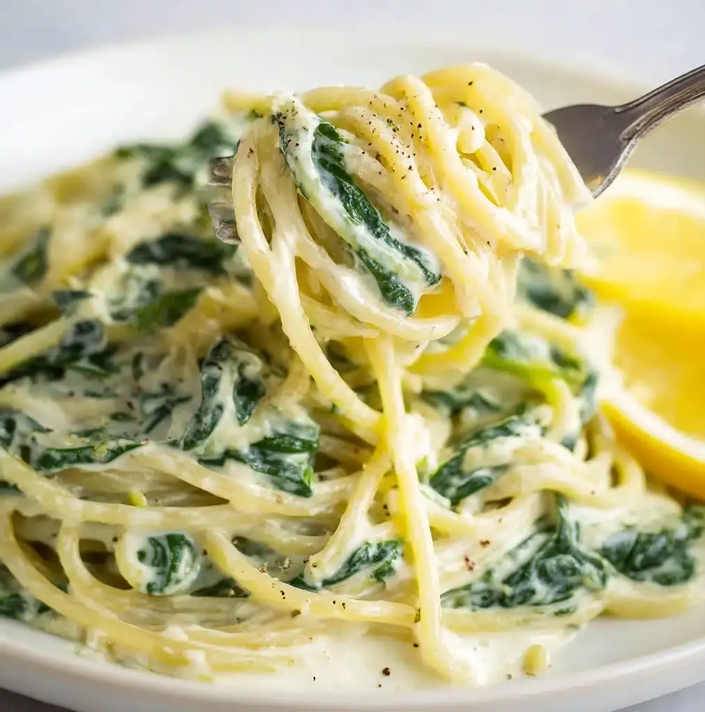 EASY LEMON RICOTTA PASTA & SPINACH Recipe
