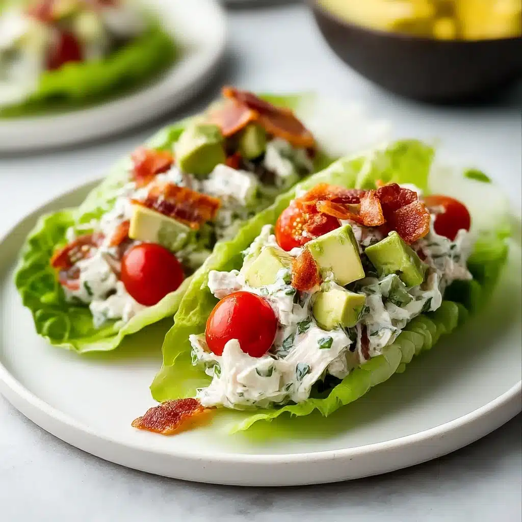 Light & Tasty BLT Chicken Salad Lettuce Wraps Recipe - Recipe Image