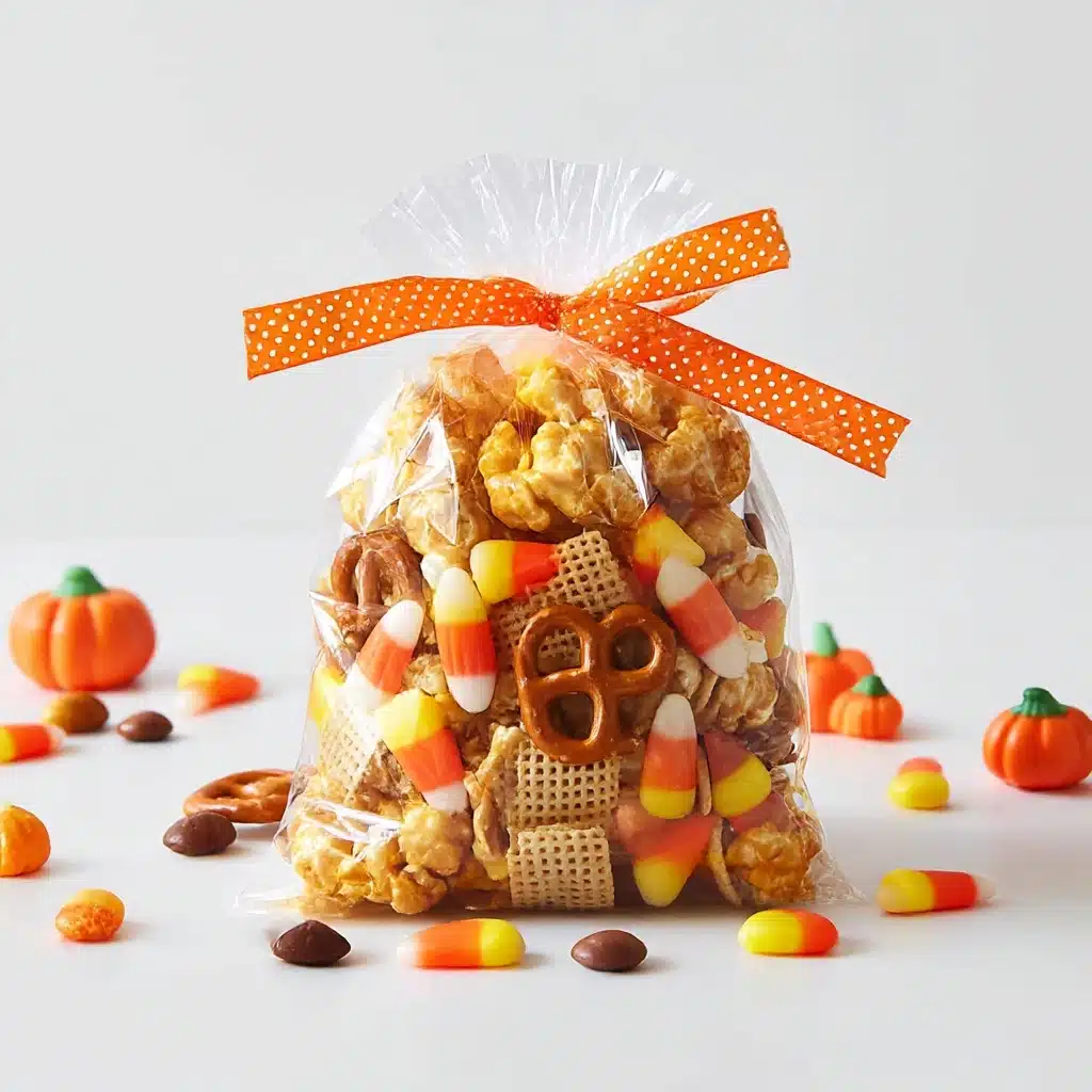 Scarecrow Crunch Snack Mix Recipe | Halloween Caramel Corn Recipe - Recipe Image