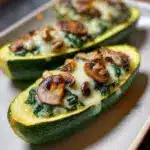 Creamy Ricotta-Stuffed Zucchini with Spinach and Mushrooms