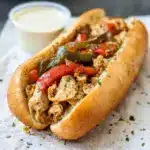 Healthy Crockpot Chicken Philly Cheesesteak Recipe