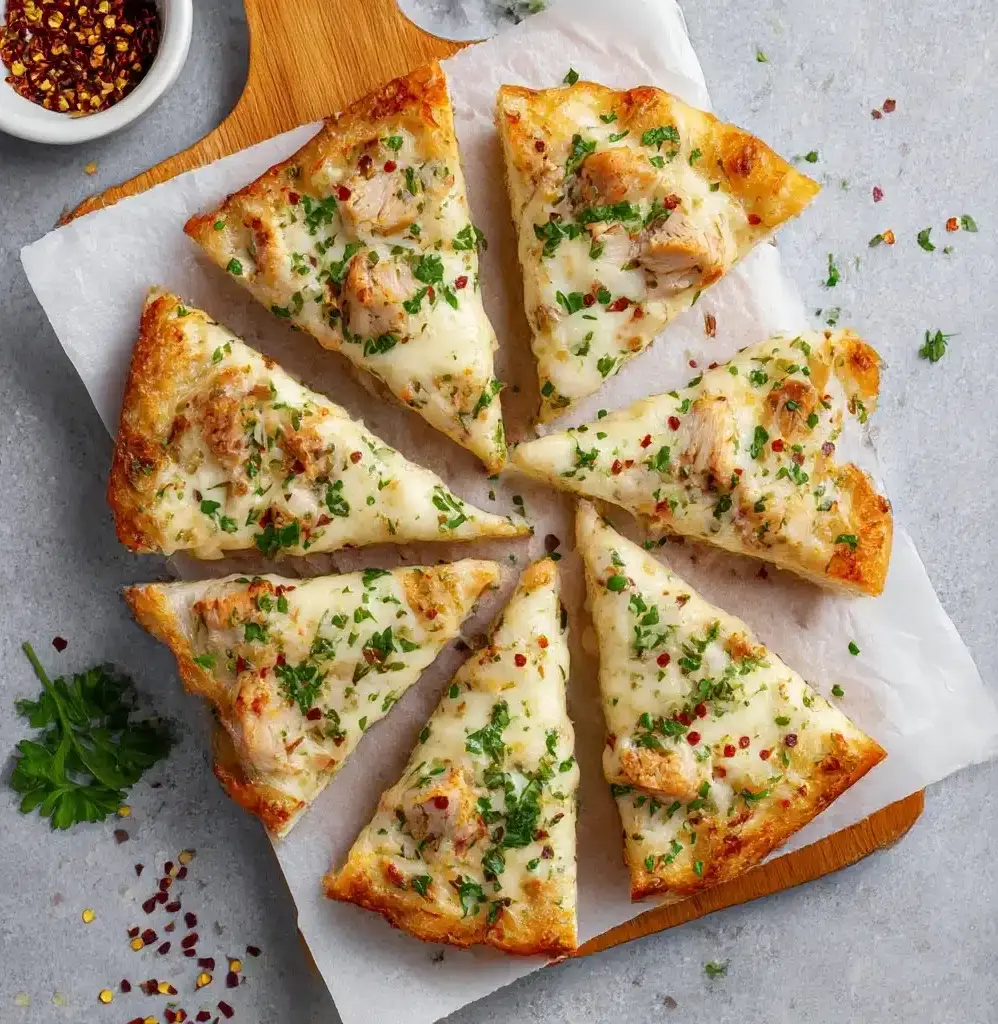 The Viral Chicken Alfredo Garlic Bread I'm Obsessed With Recipe