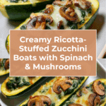 Creamy Ricotta-Stuffed Zucchini with Spinach and Mushrooms