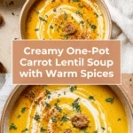 One Pot Creamy Carrot Lentil Soup Recipe
