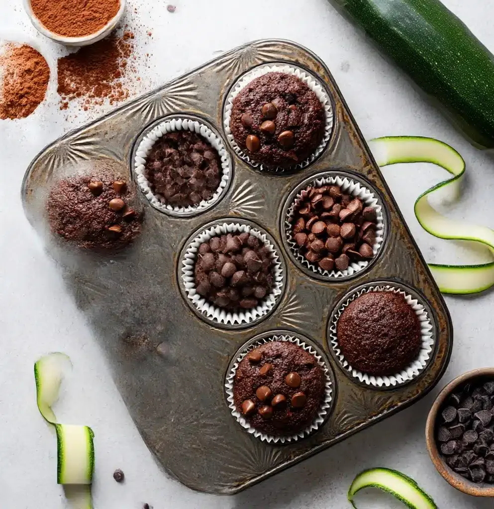 Healthy & Moist Chocolate Zucchini Muffins Recipe