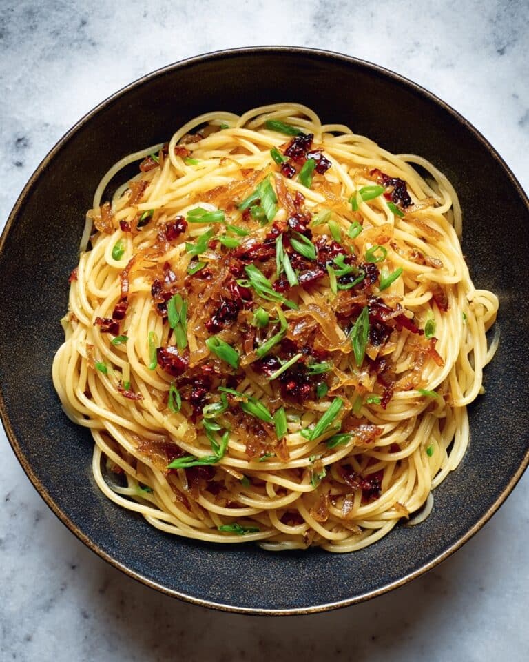 Caramelized Onion Pasta with Chilli Oil Recipe