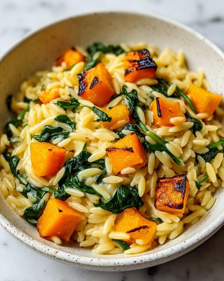 Creamy Orzo with Roasted Butternut Squash and Spinach Recipe