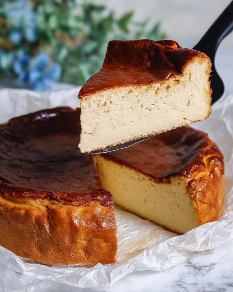 London Fog Basque Cheesecake with Blackberry Sauce Recipe