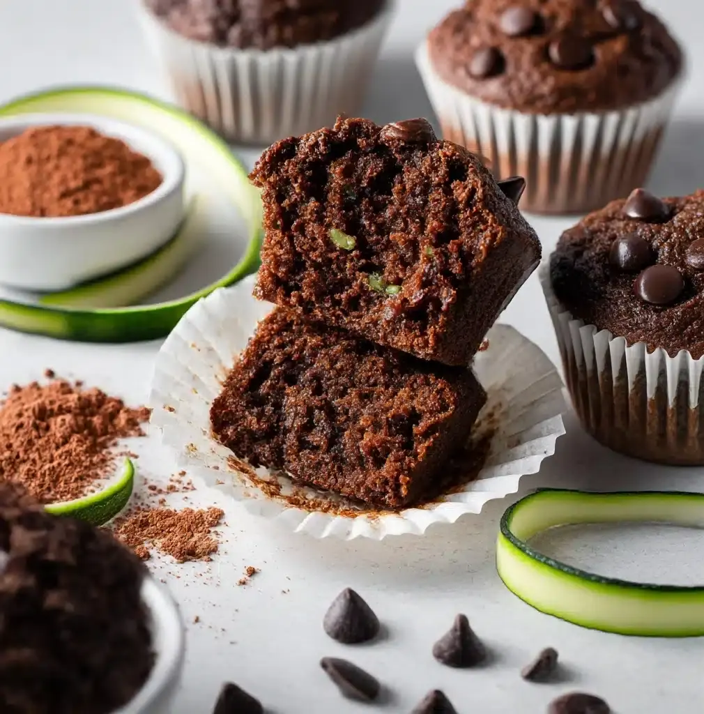 Healthy & Moist Chocolate Zucchini Muffins Recipe