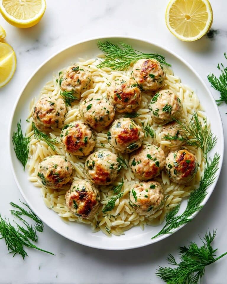 Greek Chicken Meatballs with Lemon Orzo Recipe