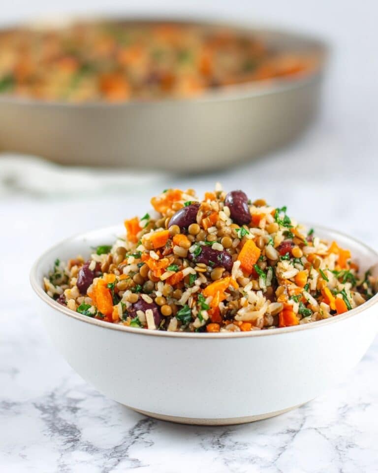 Mediterranean Rice and Lentils Skillet with Za’atar and Kalamata Olives Recipe