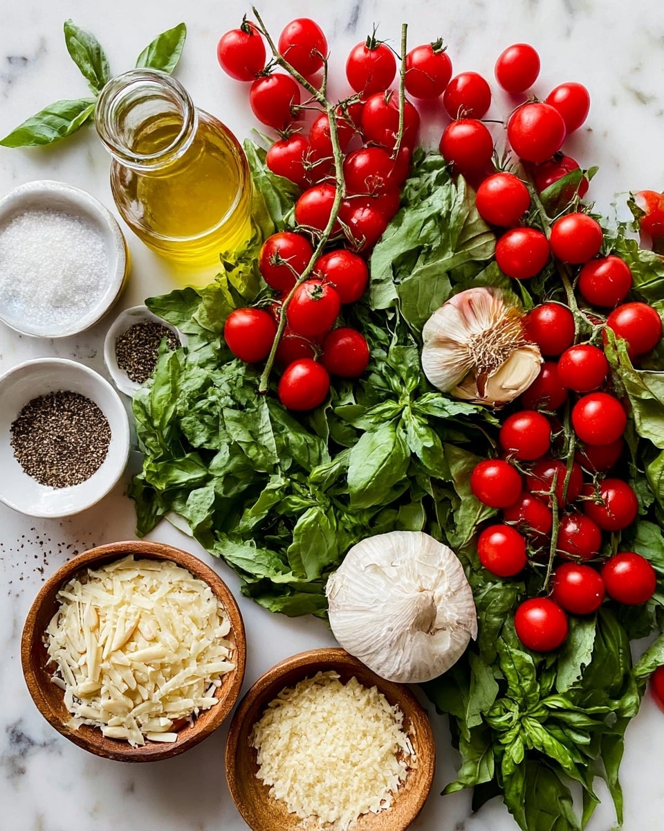 A close-up view of a white bowl filled with thick, orange-red sauce mixed with green herbs, showing a slightly chunky texture with visible bits of spices and ingredients. A wooden spoon is partly dipped into the sauce, stirring it gently, creating a swirl effect on the surface. Around the bowl, there are small, fresh red cherry tomatoes and bright green basil leaves scattered on a white marbled surface. The image focuses on the rich texture and vibrant colors of the sauce and the fresh ingredients around it. photo taken with an iphone --ar 4:5 --v 7