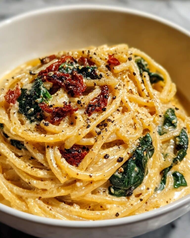Spaghetti & Spinach with Sun-Dried Tomato Cream Sauce Recipe