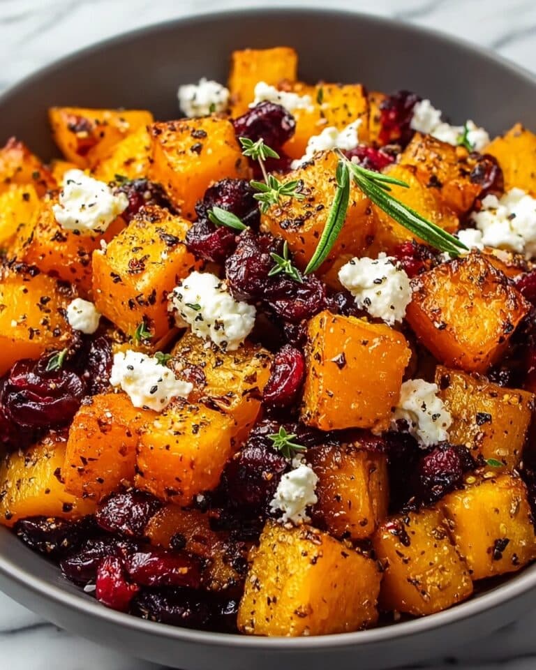 Roasted Butternut Squash with Cranberries and Feta Recipe