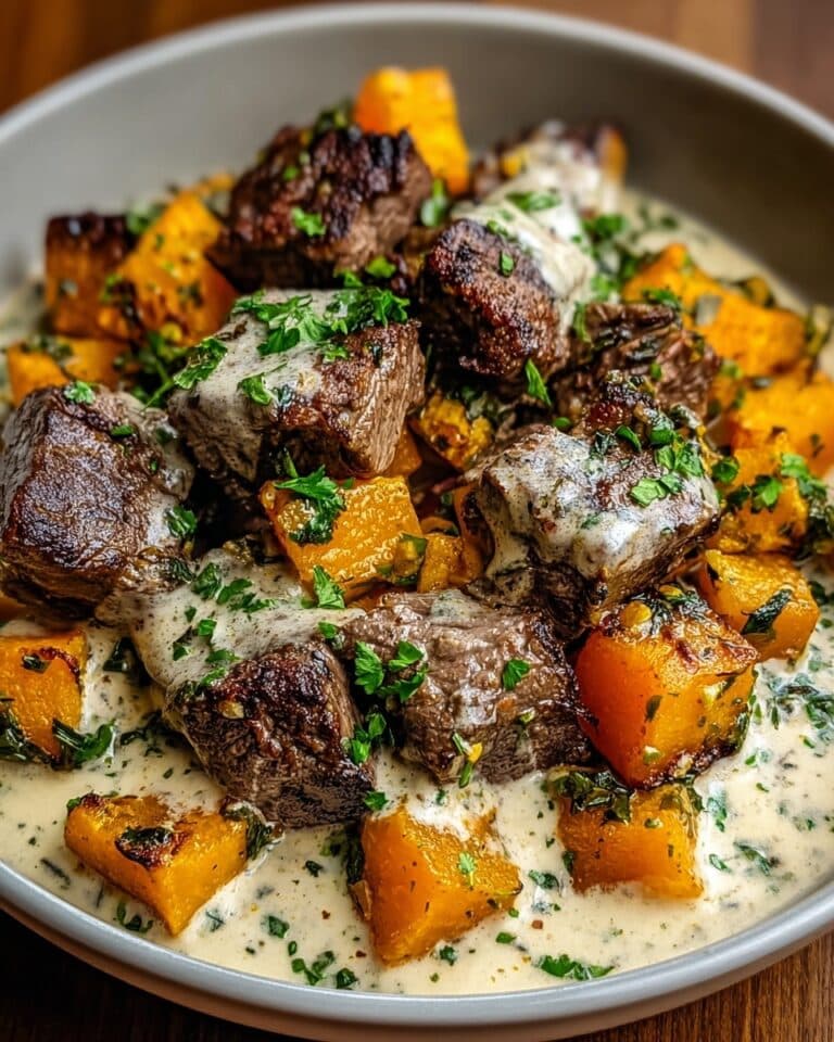 Savory Butternut Squash & Garlic Herb Steak Bowls Recipe