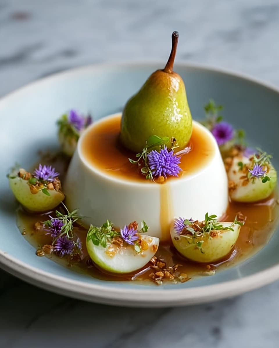 5-Star Cardamom Panna Cotta with Poached Pears Recipe - Recipe Image