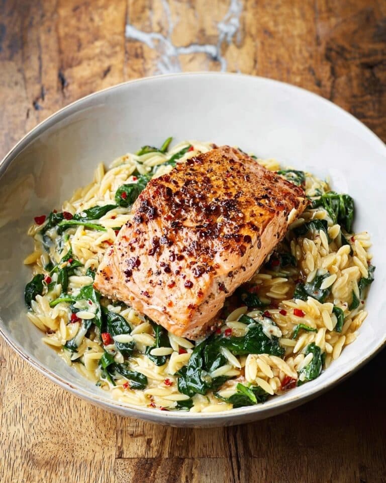 One Skillet Salmon with Lemon Orzo Recipe