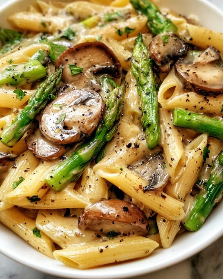 Savory Chicken Penne with Creamy Mushroom and Asparagus: A Decadent Pasta Delight! Recipe