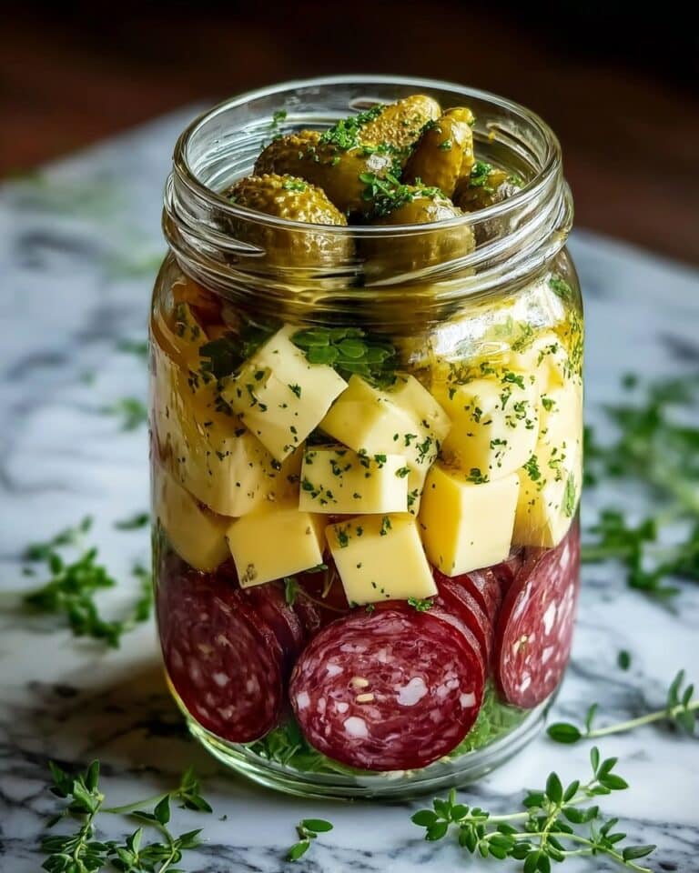 Easy Marinated Cheese Appetizer with Salami & Pickles Recipe