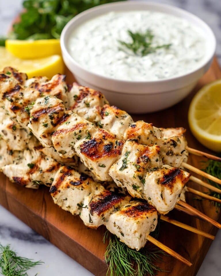 Greek Lemon Chicken Skewers with Tzatziki Sauce Recipe